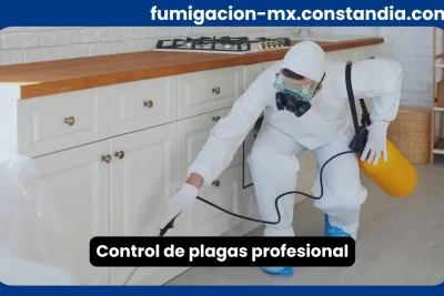Control de plagas profesional en cocina con aplicación de tratamiento especializado