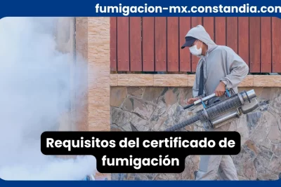 Técnico fumigador aplicando control de plagas para cumplir los requisitos del certificado de fumigación