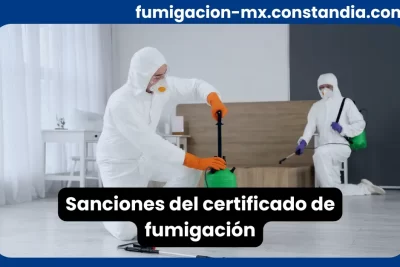 Personal aplicando fumigación profesional ante posibles sanciones por no contar con certificado de fumigación